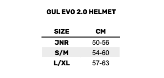 2026 Gul Evo 2 Helmet 0 Size Chart